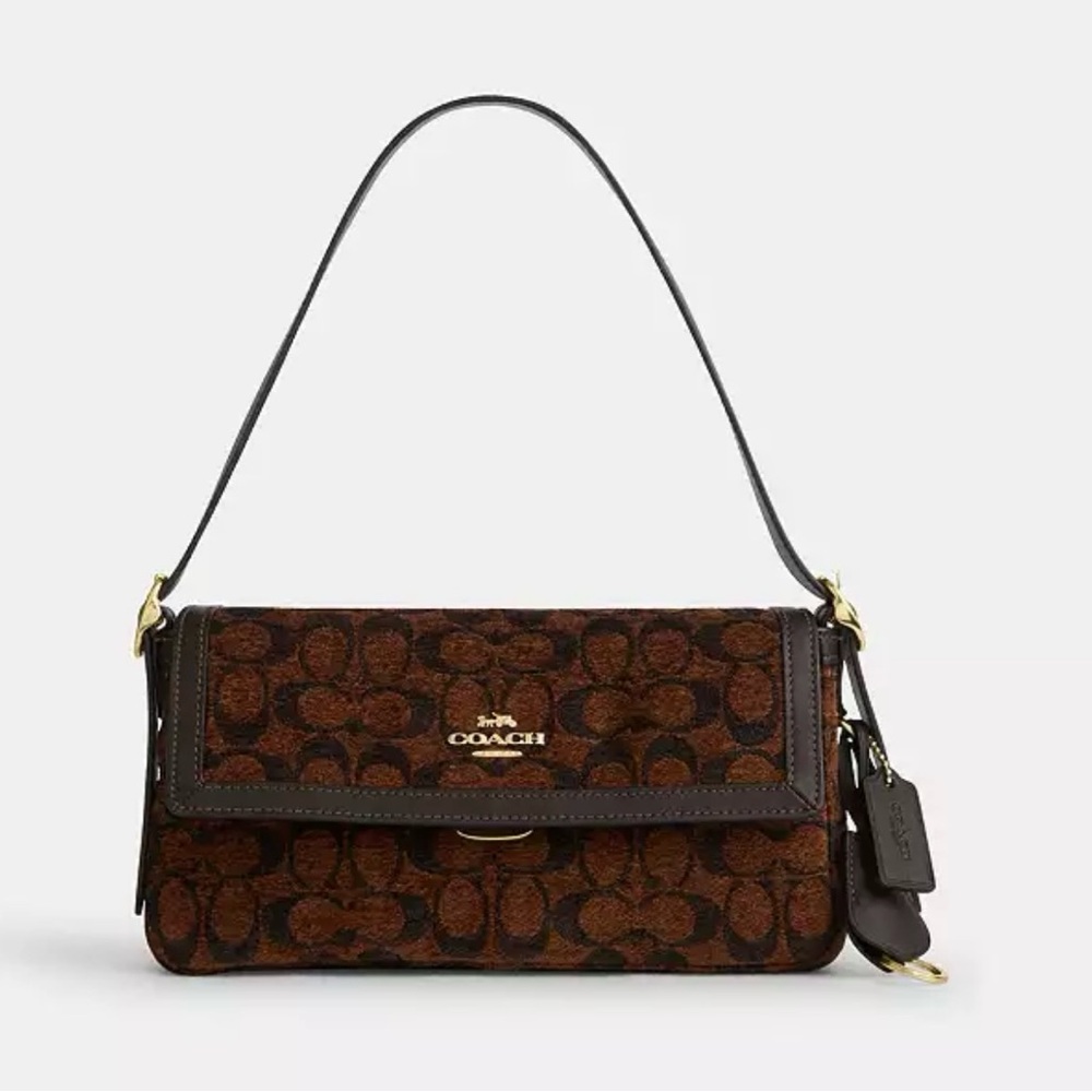 SOLD🔥 Authentic Coach Etta Small Flap Shoulder Bag In Signature Chenille🔥